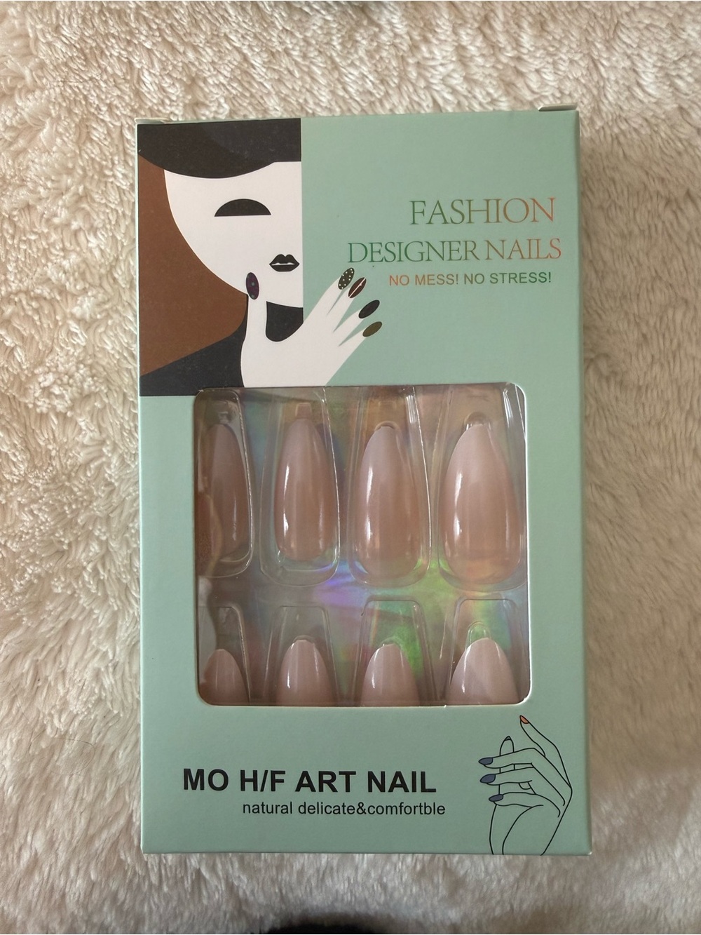 - Nude Press-On Nail Set 24pcs set